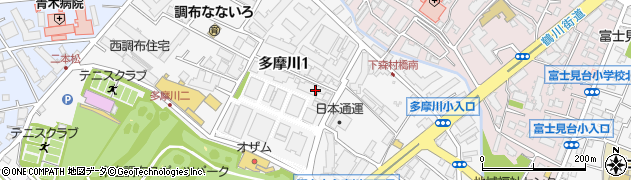 東京都調布市多摩川1丁目34周辺の地図
