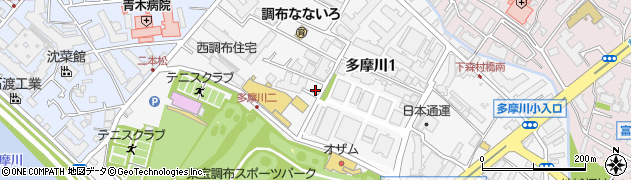 東京都調布市多摩川1丁目10-28周辺の地図