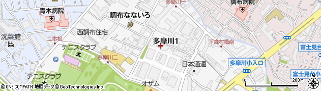 東京都調布市多摩川1丁目35周辺の地図