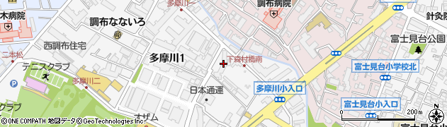東京都調布市多摩川1丁目44周辺の地図
