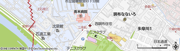 東京都調布市多摩川1丁目8-39周辺の地図