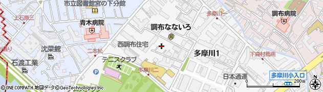 東京都調布市多摩川1丁目12-2周辺の地図