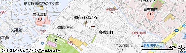東京都調布市多摩川1丁目14-13周辺の地図