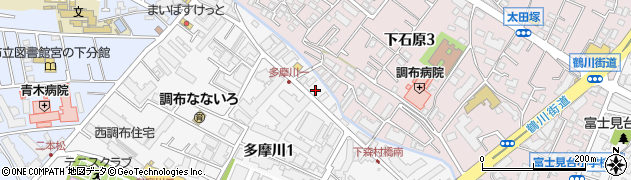 東京都調布市多摩川1丁目27周辺の地図