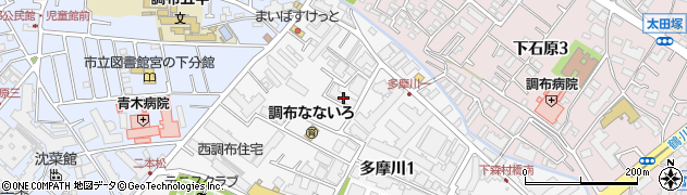 東京都調布市多摩川1丁目19-1周辺の地図
