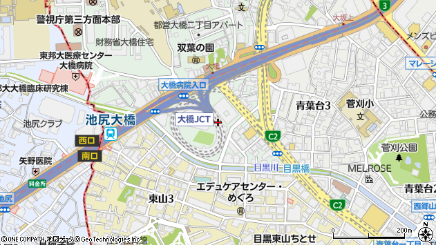 〒153-0044 東京都目黒区大橋の地図
