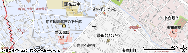 東京都調布市多摩川1丁目6周辺の地図