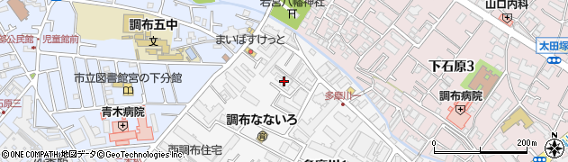 東京都調布市多摩川1丁目21周辺の地図