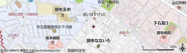 東京都調布市多摩川1丁目4周辺の地図
