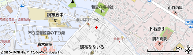 東京都調布市多摩川1丁目22周辺の地図