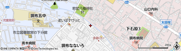 東京都調布市多摩川1丁目25周辺の地図