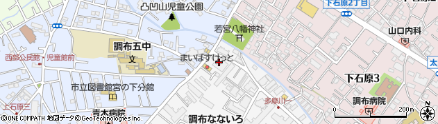 東京都調布市多摩川1丁目2周辺の地図