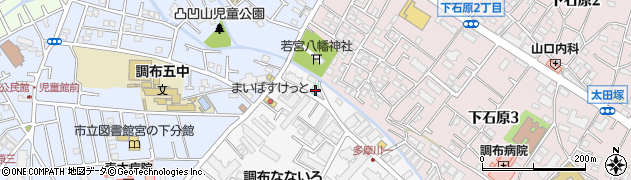 東京都調布市多摩川1丁目1-4周辺の地図
