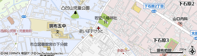 東京都調布市多摩川1丁目1-1周辺の地図