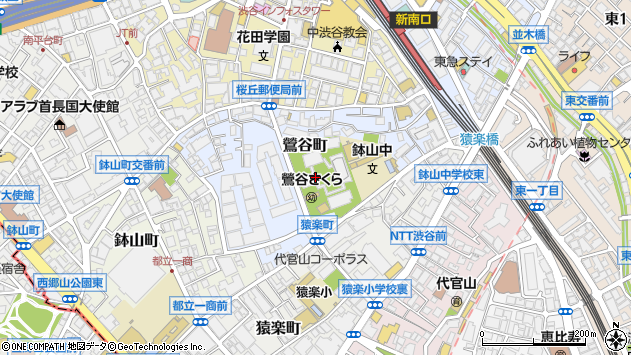 〒150-0032 東京都渋谷区鶯谷町の地図