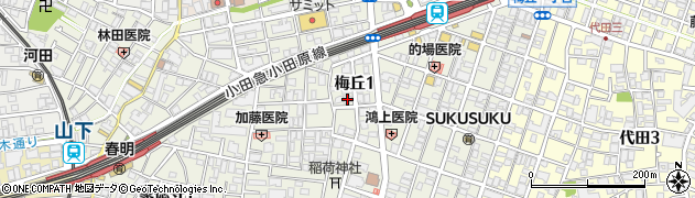 東京都世田谷区梅丘1丁目周辺の地図
