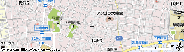 東京都世田谷区代沢周辺の地図