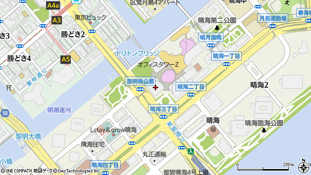 〒104-6103 東京都中央区晴海 オフィスタワーＹ（３階）の地図