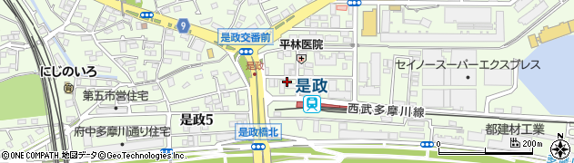 東京都府中市是政周辺の地図