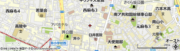 東京都港区西麻布3丁目周辺の地図