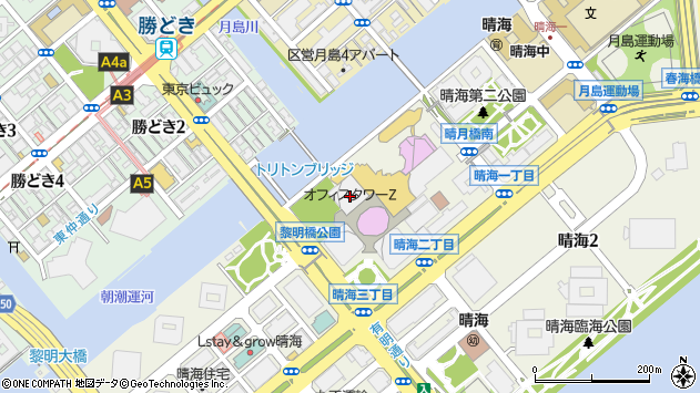 〒104-6228 東京都中央区晴海 オフィスタワーＺ（２８階）の地図