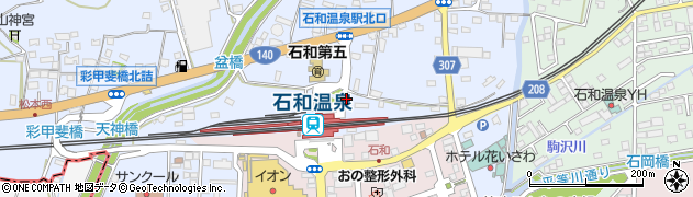 石和温泉駅北口駐車場周辺の地図