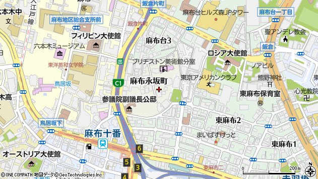 〒106-0043 東京都港区麻布永坂町の地図
