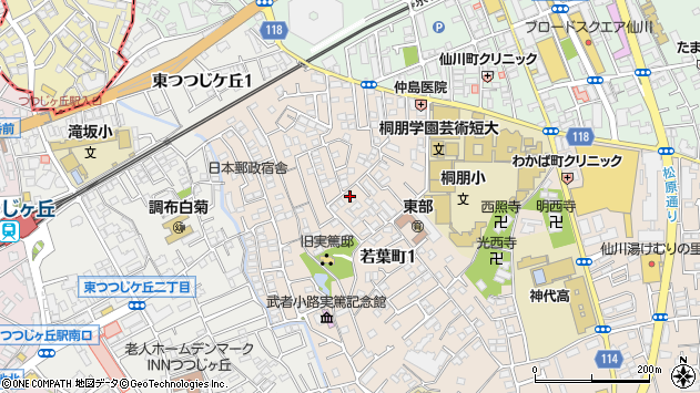 〒182-0003 東京都調布市若葉町の地図