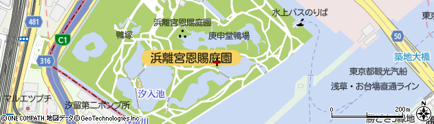東京都中央区浜離宮庭園周辺の地図