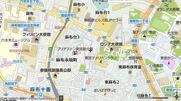 〒106-0042 東京都港区麻布狸穴町の地図