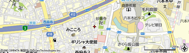 東京都港区西麻布3丁目2-36周辺の地図