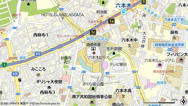 〒106-6115 東京都港区六本木 六本木ヒルズ森タワー（１５階）の地図
