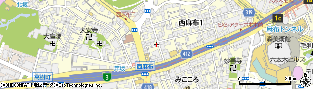 東京都港区西麻布1丁目14-8周辺の地図