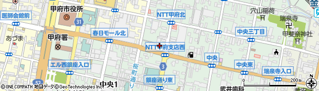 ファミリーマート甲府中央二丁目店周辺の地図