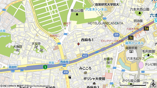 〒106-0031 東京都港区西麻布の地図