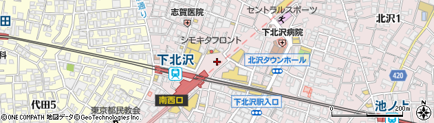 東京都世田谷区北沢2丁目周辺の地図