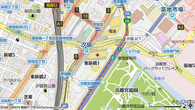〒105-7307 東京都港区東新橋 東京汐留ビルディング（７階）の地図