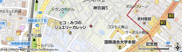 東京都渋谷区神宮前5丁目38周辺の地図