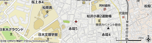 東京都世田谷区赤堤5丁目周辺の地図