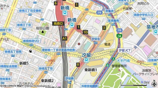 〒105-7404 東京都港区東新橋 日本テレビタワー（４階）の地図