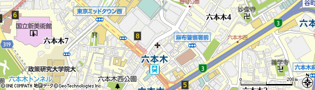 入鹿Tokyo 六本木周辺の地図