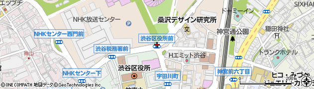 渋谷区役所前周辺の地図
