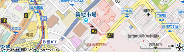 築地市場駅周辺の地図