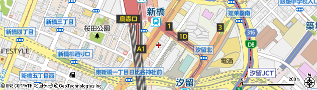 東京都港区東新橋1丁目2周辺の地図