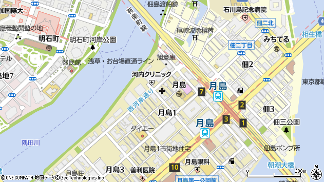 〒104-0052 東京都中央区月島の地図