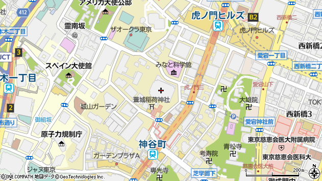 〒105-6925 東京都港区虎ノ門 神谷町トラストタワー（２５階）の地図
