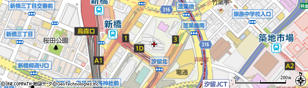 汐留シティセンター郵便局周辺の地図