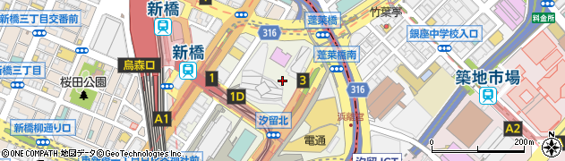 東京都港区東新橋1丁目5周辺の地図