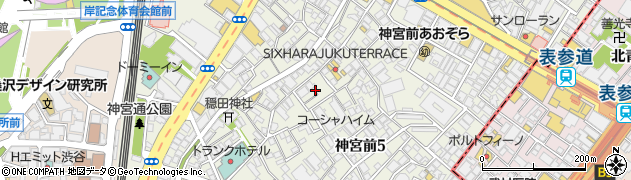 東京都渋谷区神宮前5丁目18周辺の地図