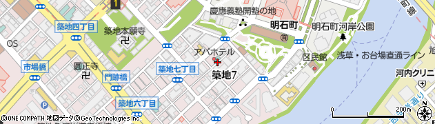 東京都中央区築地7丁目周辺の地図